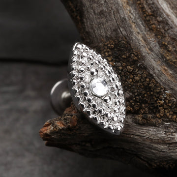 Detail View 1 of Marquise Sparkle Steel Labret-Clear Gem